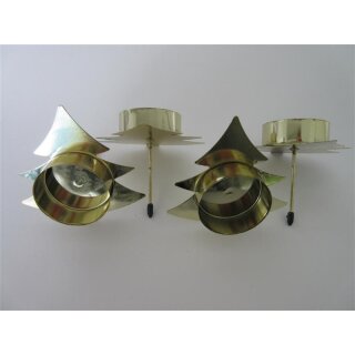 4-er Set Teelichthalter/-stecker in Tannenbaumform, gold