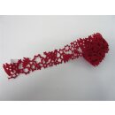 Dekoband mit Sternen und Tannenbäumen, rot aus samtartigem Stoff