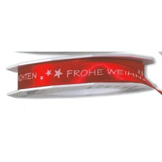 Dekoband "Babel" Rot mit weißem Aufdruck 15 mm x 4 m