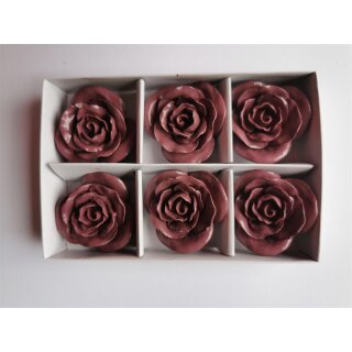 Dekorosen 6er Set rot aus Keramik sehen alt Rosa -dunkel aus
